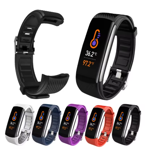 24-Hour Temperature Monitoring Smart Wristband with Real-Time Heart Rate, Blood Pressure and Blood Oxygen Tracking Multi-Functional Colour Screen Wristband with Multiple Exercise Modes
