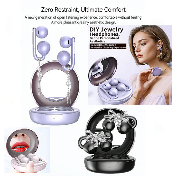 Luxury Wireless Ear Clip Headphones DIY as Ear Jewellery Dreamlike Aesthetic Design Zero Pressure Wearing Experience Bluetooth 6.0 27-Hour Extended Battery Life