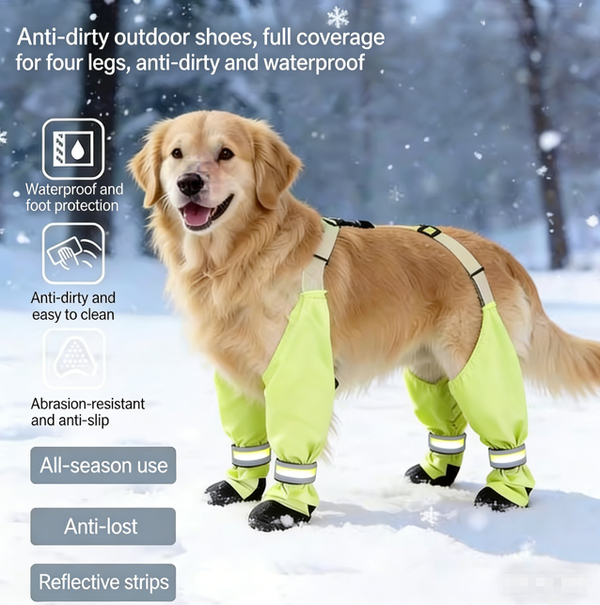 Pet Four-Legged Waterproof Anti-Slip Harness Shoes Dog Booties Suitable for Medium to Large Breeds All-Season Dust Protection Anti-Slip, Wear-Resistant, Reflective Safety Essential Pet Outing Gear