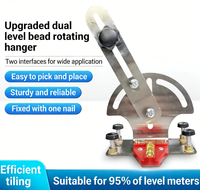 Adjustable Infrared Spirit Level Bracket Dual Spirit Vials 180° Rotatable Mount Universal 1/4‘ & 5/8’ Thread Wall Clamps Essential Tool for Tiling & Carpentry Compatible with 95% Spirit Levels Tool-Free Extension Pole Attachment