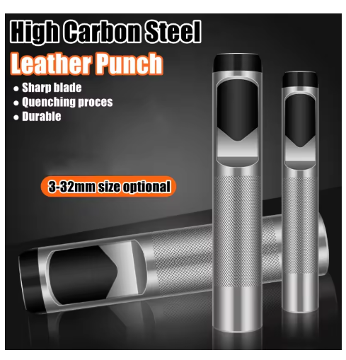 9Pcs /15Pcs 3mm-25mm Leather Punch Set High-Carbon Steel Quenched Leather Punches Belt/Leather/Paper Punching Tools Featuring Enlarged Chip-Removal Grooves