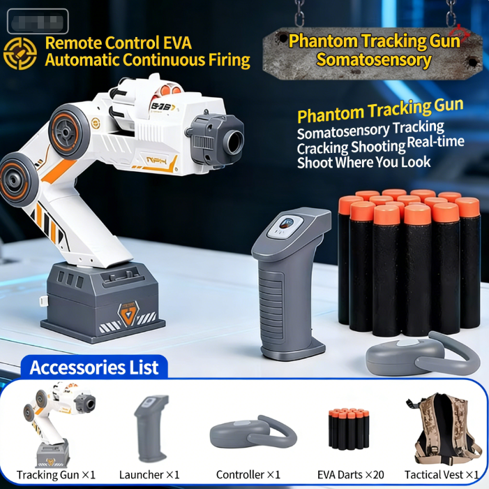 AI-powered robotic arm with motion-sensing control Competitive toy for children and adults Remote-controlled EVA soft-bullet rapid-fire Motion-tracking shooting Articulated turret
