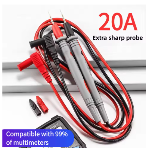 Heavy-Duty High-Temperature Resistant Red & Black Multimeter Probes – Universal High-Quality Silicone Cable 20A Steel-Tip Test Leads