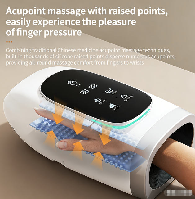 Electric Hand Massager | Airbag Heat Therapy + Acupoint Kneading | Relieves Tendonitis and Wrist Numbness | Wireless Charging, Portable, Ideal for Home Use