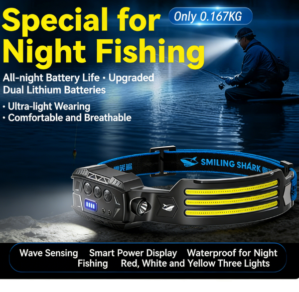 3-Strip Wide-angle Motion-sensing Headlamp | COB floodlight | Three lighting modes | Type-C fast charging | Smart gesture sensing | Waterproof and shock-resistant