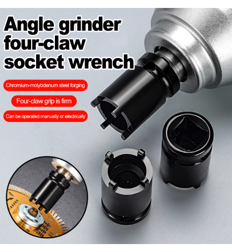 2Pcs Four-Jaw Angle Grinder Socket Wrench – Designed for 100 Series Angle Grinders | Forged from Chromium-Molybdenum Steel | Suitable for Both Electric and Manual Use