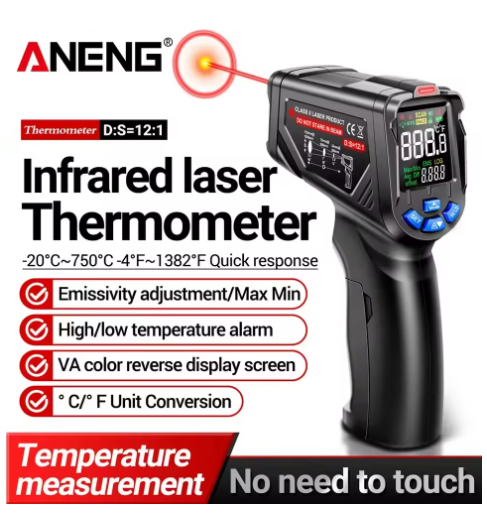 Infrared Thermometer Digital Non-Contact -20~650℃ ANENG TH05 IR Laser Termometro Pyrometer Gun Laser Temperature Meter Tools