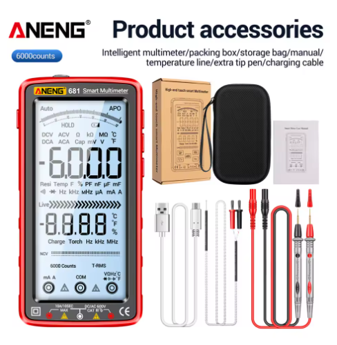 Rechargable Digital Professional Multimeter Non-contact Voltage Tester AC/DC Voltage Meter LCD Screen Current Tester