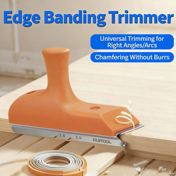 3-in-1 Edge Banding and Trimming Knife | Solid Wood Profiling Tool | All-in-One Right-Angle/Curved/Chamfering Woodworking Planer (1.5/2.0mm)