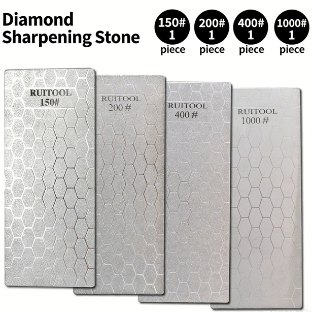 Carborundum Knife Sharpening Stone with Honeycomb-Patterned Blade Rectangular Electroplated Diamond Portable Polishing Tool for Home Use