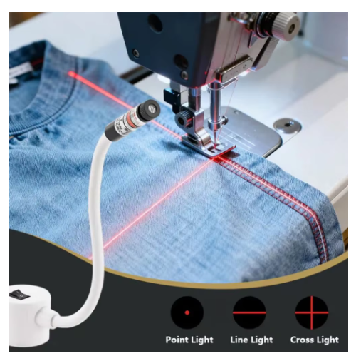 Industrial-Grade USB Laser Positioning Light Switchable Crosshair/Single Line/Dot Patterns Flexible Hose + Strong Magnetic Base Suitable for garment cutting tables, woodworking marking, and infrared positioning