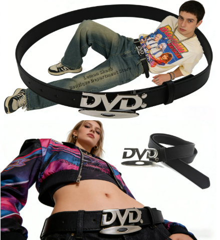 Retro DVD Buckle Belt Women/MEN Fashion Waistband, Trendy Niche Design, Versatile Accessory Perfect For Jeans, Stylish Statement