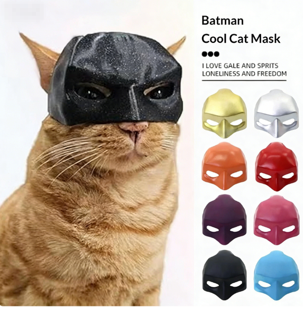 3D Printed Bat Cat Cosplay Mask, Cool Cat Mask with Ear Holes, Comfortable Pet Costume Accessory for Cat Cosplay & Photo Props