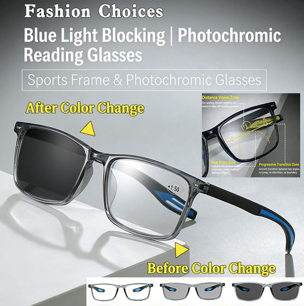 Smart Zoom Anti-Blue Light Sports Reading Glasses | Progressive Multifocal for Near and Far Vision | Photochromic – An Outdoor Essential