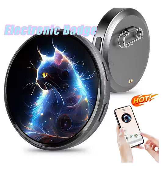 Customisable Dynamic Digital Badge: Everyday Fashion / Urban Commuting | Bluetooth Video & GIF Streaming | 1.7-inch Circular HD Screen