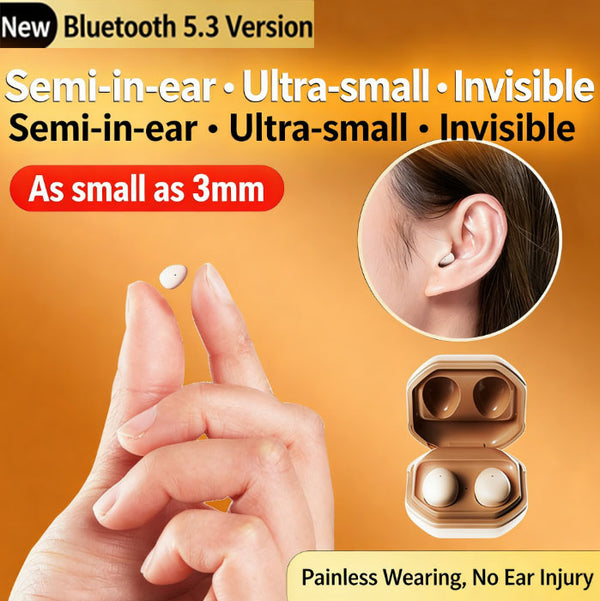 Super Mini 3mm Pain-Free Invisible Earbuds – No Pressure When Lying on Your Side · Invisible Sleep Earbuds | 42dB Deep Noise Cancellation | Bluetooth 5.3 | Approx. 40-Hour Battery Life