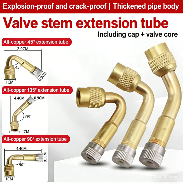 3Pcs Valve Extension 45°, 90°, 135° Angle Bend Valve Adapter Tire Stem Extension Stem Extender