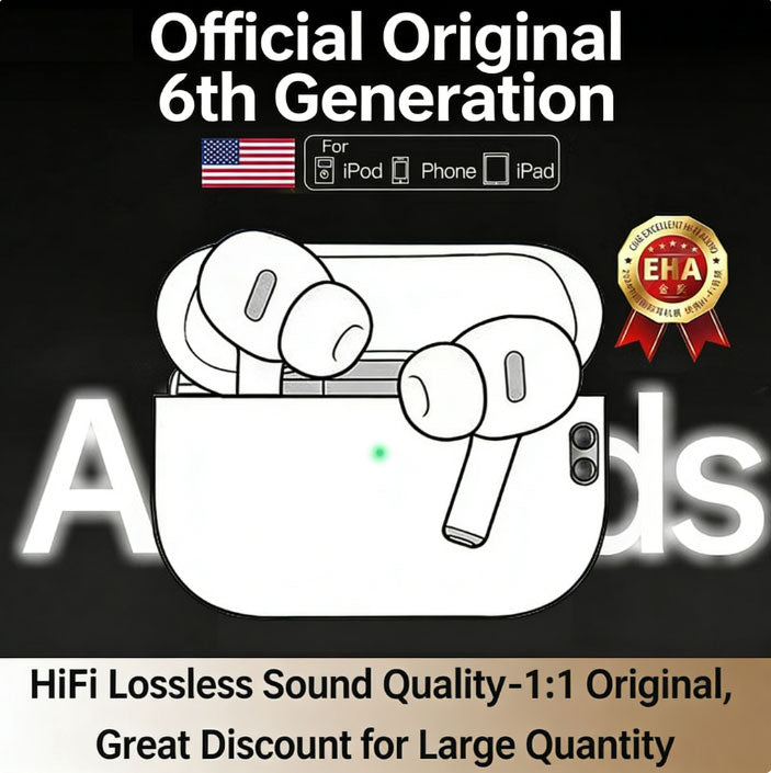 6th Generation Top-of-the-Range Wireless Bluetooth Earphones | 1:1 Original Design, Imported Chipset + Active Noise Cancellation + Spatial Audio | In-Ear Earphones for Running and Exercise