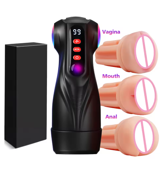 Fully Automatic Male Masturbator 9 Sucking Vibrating Thrusting piston Modes with 3 Sleeves Penis Blowjob Pocket Pussy Toys