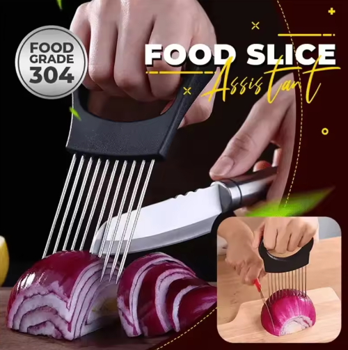 Stainless Steel Onion Cutter Holder Food Slicers Assistant Tomato Onion Slicer Holder Vegetables Cutting Fork Kitchen Gadgets