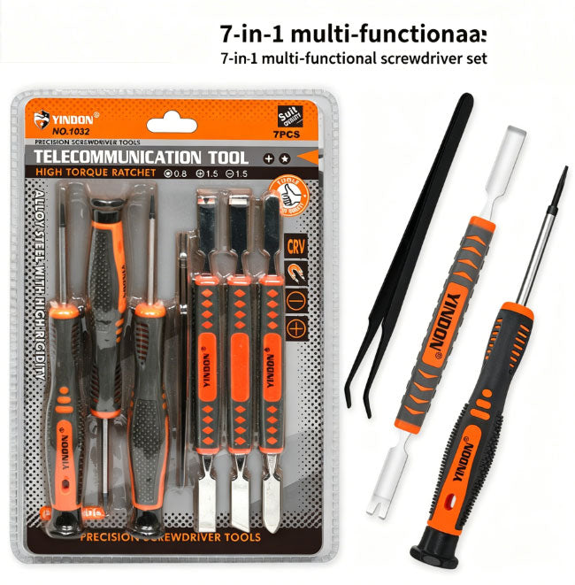 7-in-1 Precision Screwdriver Tools Set for Phone, Watch, Electronics Repair with Double-Ended Pry Bar