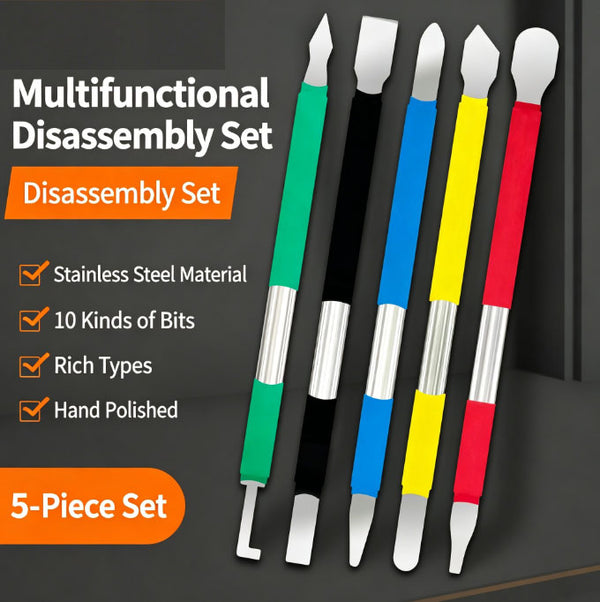 5Pcs 10-Blade Stainless Steel Anti-Static Pry Tool Kit for Disassembly, Adhesive Removal, and Solder Scraping — Electronics Repair and Disassembly Tools