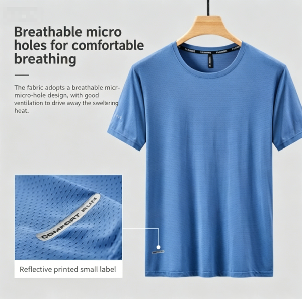 Men's COOL Ice-Silk Quick-Dry Lightweight Breathable Short-Sleeve T-Shirt Plus Sizes Available