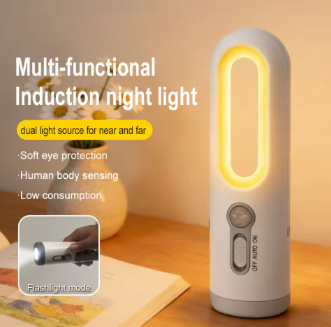 Multifunctional Motion-Sensing Night Light 3 Lighting Modes Rechargeable LED Ambient Light Outdoor Camping Lighting Light-Sensitive Bedside Lamp