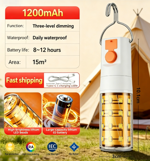 Wireless Charging Light Bulb - LED Corn Light Portable Camping Light Ultra-Long Battery Life | 3-Level Dimming Night Market Stalls / Power Outages / Night Fishing Lighting Outdoor Waterproof Model