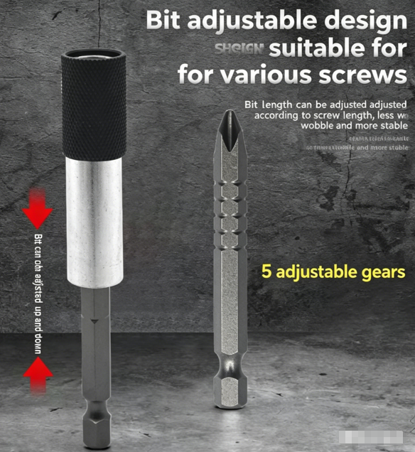 3-in-1 Strong Magnetic Adjustable Socket Screwdriver Bit 5-position adjustment S2 steel Anti-drop concentric shaft design