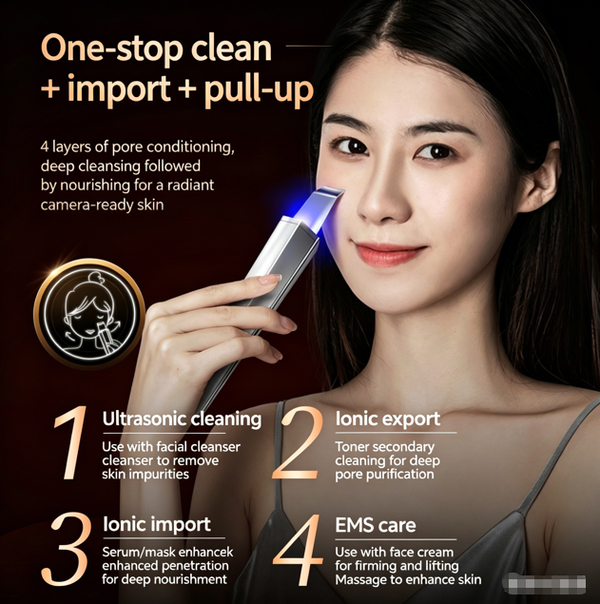 Professional Ultrasonic Blackhead Removal Device, Electric Skin Scraper, Photon Beauty Device, Acne Treatment and Deep Pore Cleansing Instrument