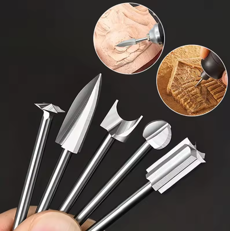5Pcs Wood Carving Drill Bits Set With 3mm Shank Compatible With Dremel Rotary Tool Woodworking Engraving Tools for Micro Drilling