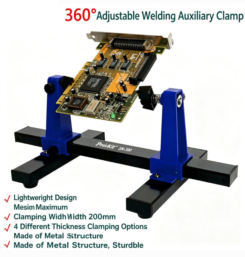 Adjustable Soldering Support Stand 360° Rotating PCB Clamp – The Professional Choice for Hands-Free Work