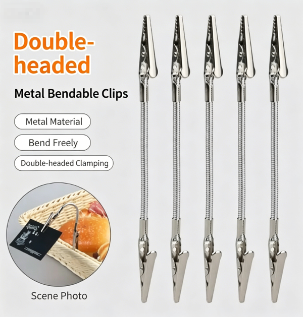 4Pcs Double-ended Repair Clamps Stainless Steel Alligator Clips Bendable Support Brackets 9mm Wide Jaw – Welding Aid Clamps Freely Bendable, Double-ended Grip Essential for Electronics Repair