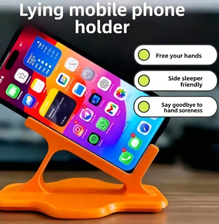 Side-Laying Phone Stand Ergonomic Curved Base and Non-Slip Grip
