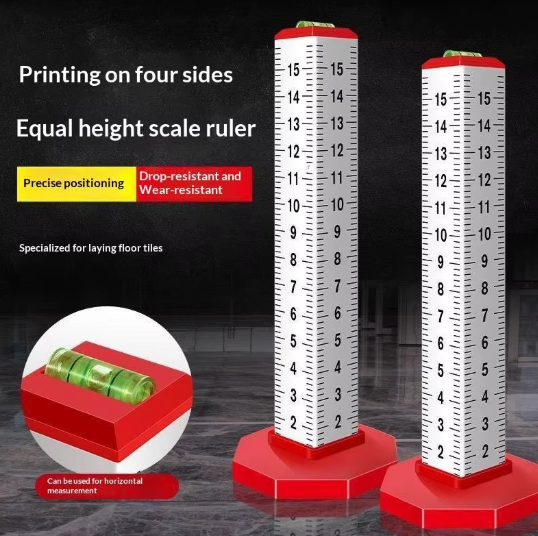 Aluminium Alloy Leveling Ruler with High-Precision Markings on All Four Sides, High-Precision Spirit Level, Specialised Level for Tile Laying