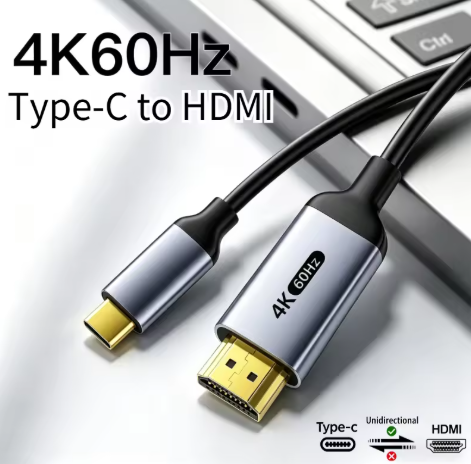 1.2/2/3M Type C to HDMI-Compatible HDTV Cable 4K@60Hz 2K120Hz USB C to HDMI Cable for Air iPad TV Converter MacBook USB-C HDMI Adapter