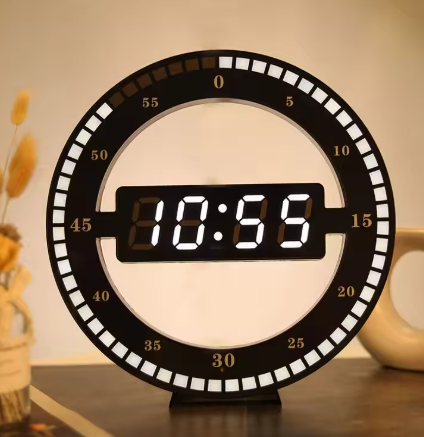 LED Electronic Clock: Silent Wall Clock with Large Screen, Digital Display, Temperature Reading, Alarm/Snooze Function, Auto-Dimming, Black ABS, Ideal for Home, Office or Bedroom Decor