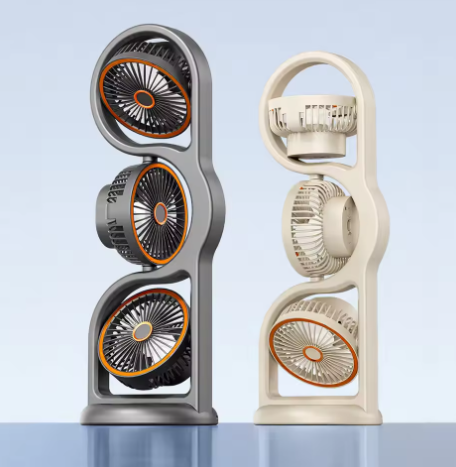 Innovative 360° Multi-directional 3 Fan | Three independently controlled fans + Extended battery life + 5 speed settings + 3 lighting modes, silent motor