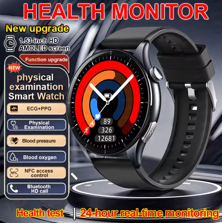 New ECG+PPG Smartwatch Precise Uric Acid Blood Lipids Pressure Body Analysis Smart Watch Men BT Call NFC Watches