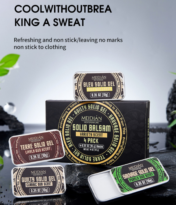 4-Pack Men’s Solid Perfume Set — Alcohol-Free Long-Lasting Portable Solid Cologne