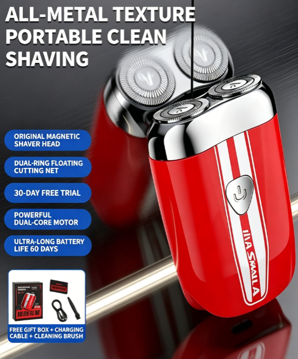 Magnetic Supercar-Inspired Dual-Blade Floating Electric Shaver – IPX6 Waterproof, 60-Day Battery Life, Designed Exclusively for Men