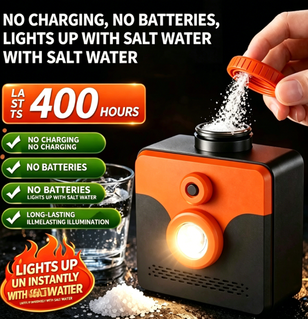 400+ Hours Salt Water Lamp | No Battery No Charging | Emergency Light for Hurricane Camping | Salt + Water = Light
