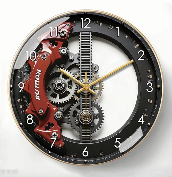 10/12/14 Inch Industrial-Style Mechanical Wall Clock | Creative Silent Clock with Caliper and Gear Design