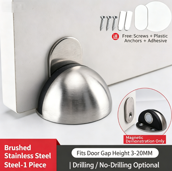 304 Stainless Steel Strong Magnetic Door Stop | Dual-purpose: Drilled or Drill-free Installation | Silent, Anti-slam Door Stop | Available in Multiple Colours