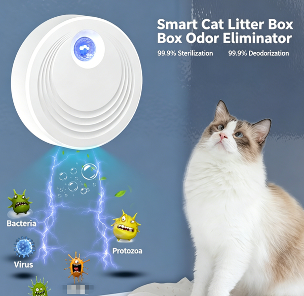 Smart Litter Tray Deodoriser 2nd Generation | No consumables, 2600/5200mAh long battery life, 99.9% antibacterial with active oxygen | A cat-friendly deodorising companion