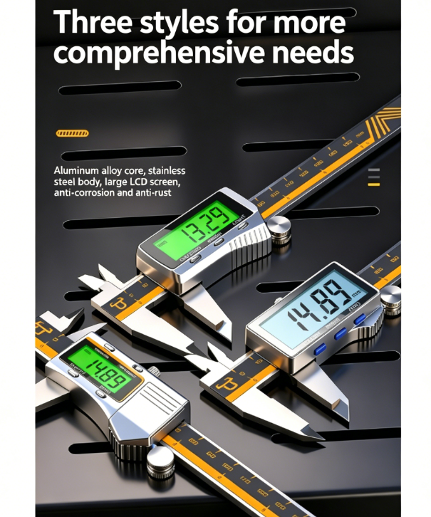 0–150 mm High-Precision Digital Caliper | Large Backlit Display | Stainless Steel Measuring Bar | Aluminium Alloy Housing | Metric/Imperial One-Touch Switching | Dust and Oil Resistant