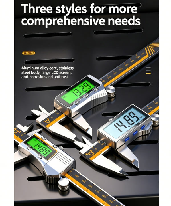0–150 mm High-Precision Digital Caliper | Large Backlit Display | Stainless Steel Measuring Bar | Aluminium Alloy Housing | Metric/Imperial One-Touch Switching | Dust and Oil Resistant