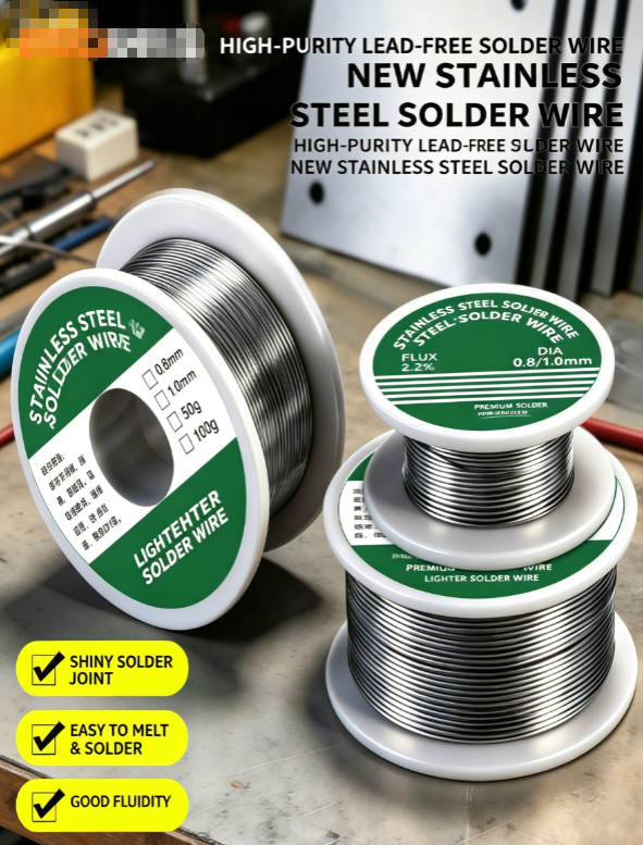 5Pcs Lighter Solder Wire | Lead-free, high-activity rosin core | For welding stainless steel, aluminium and copper | Low melting point—can be melted using a lighter | 20g/50g/100g