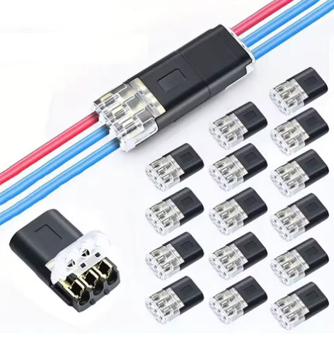 20/50Pcs 3 Pin Way Plug Waterproof Electrical Connector D3 Quick Wire Connector – No Stripping, No Soldering, LED Splice Terminal